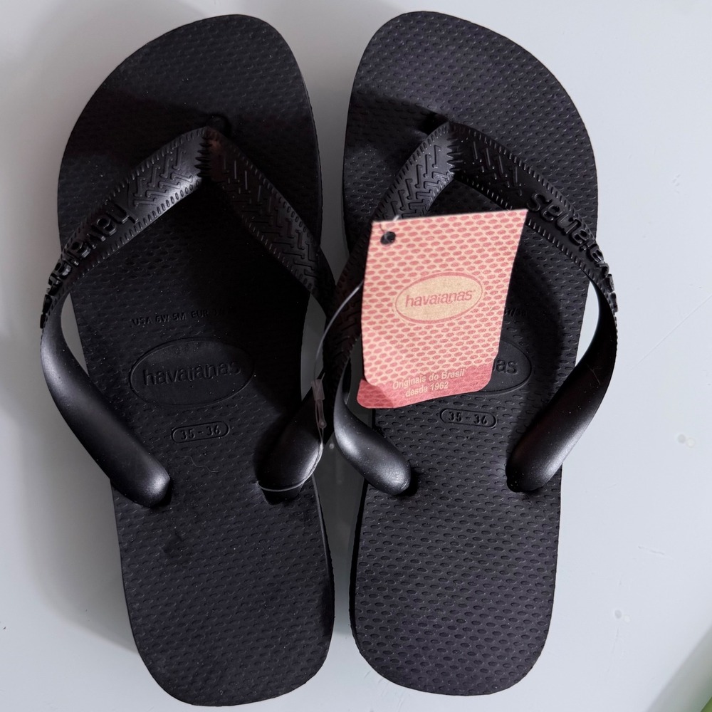 Havaianas Top Black Flip Flop Sandals Womens 6W Mens 5M EUR 37/38 Brazil NEW - Picture 4 of 14